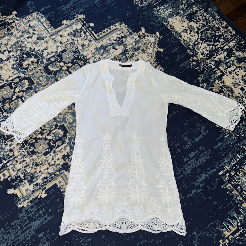 🤍Vix🤍 PRISTINE gorgeous white cotton coverup/dress. Size L.
